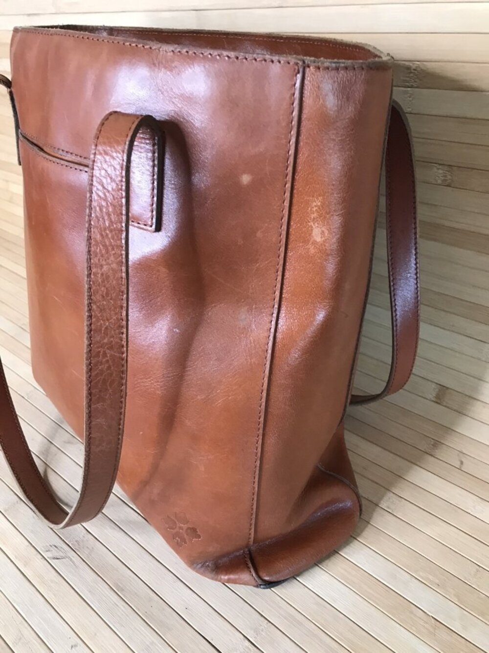 Patricia Nash Viana Soft Tan Brown Leather Shoulder Tote Bag 13x13x3 Purse - Picture 9 of 11